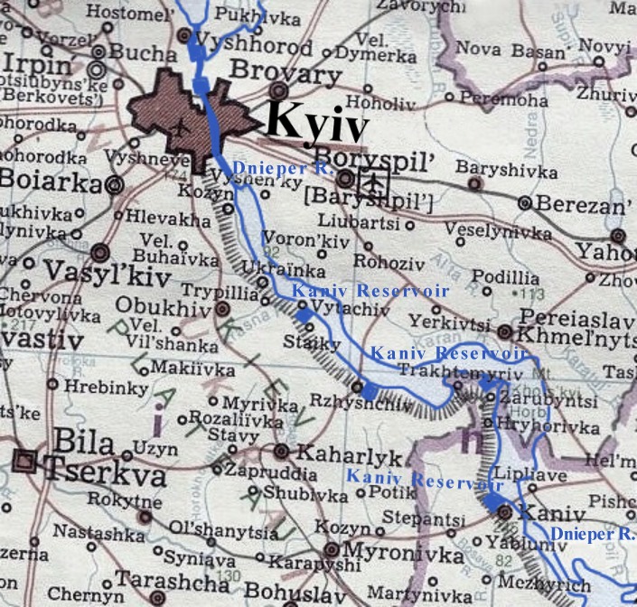 Image from entry Kaniv Reservoir Map in the Internet Encyclopedia of Ukraine
